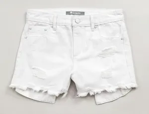 Tractr Girls High Waist Weekender Distressed Shorts - White