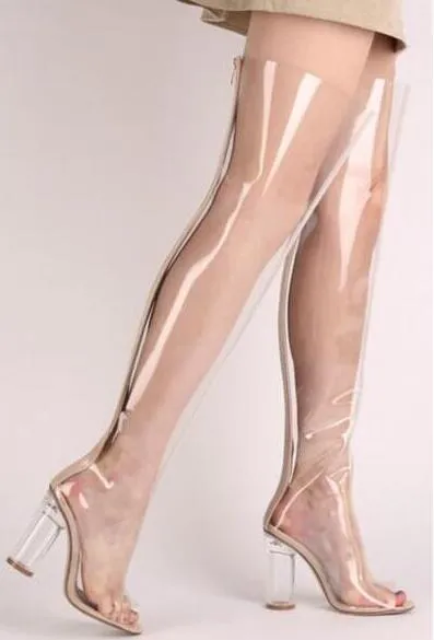 Transparent PVC Thigh High Boot