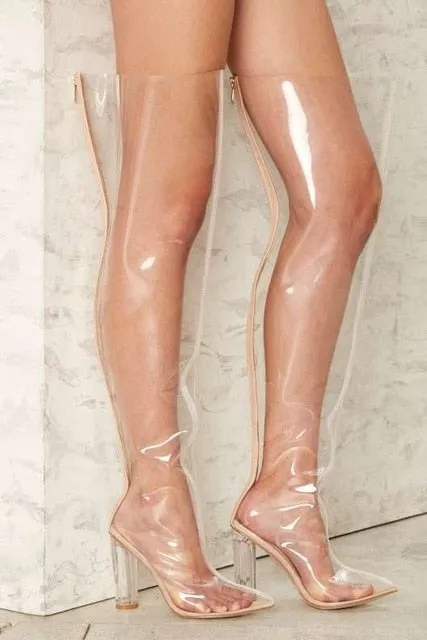 Transparent PVC Thigh High Boot