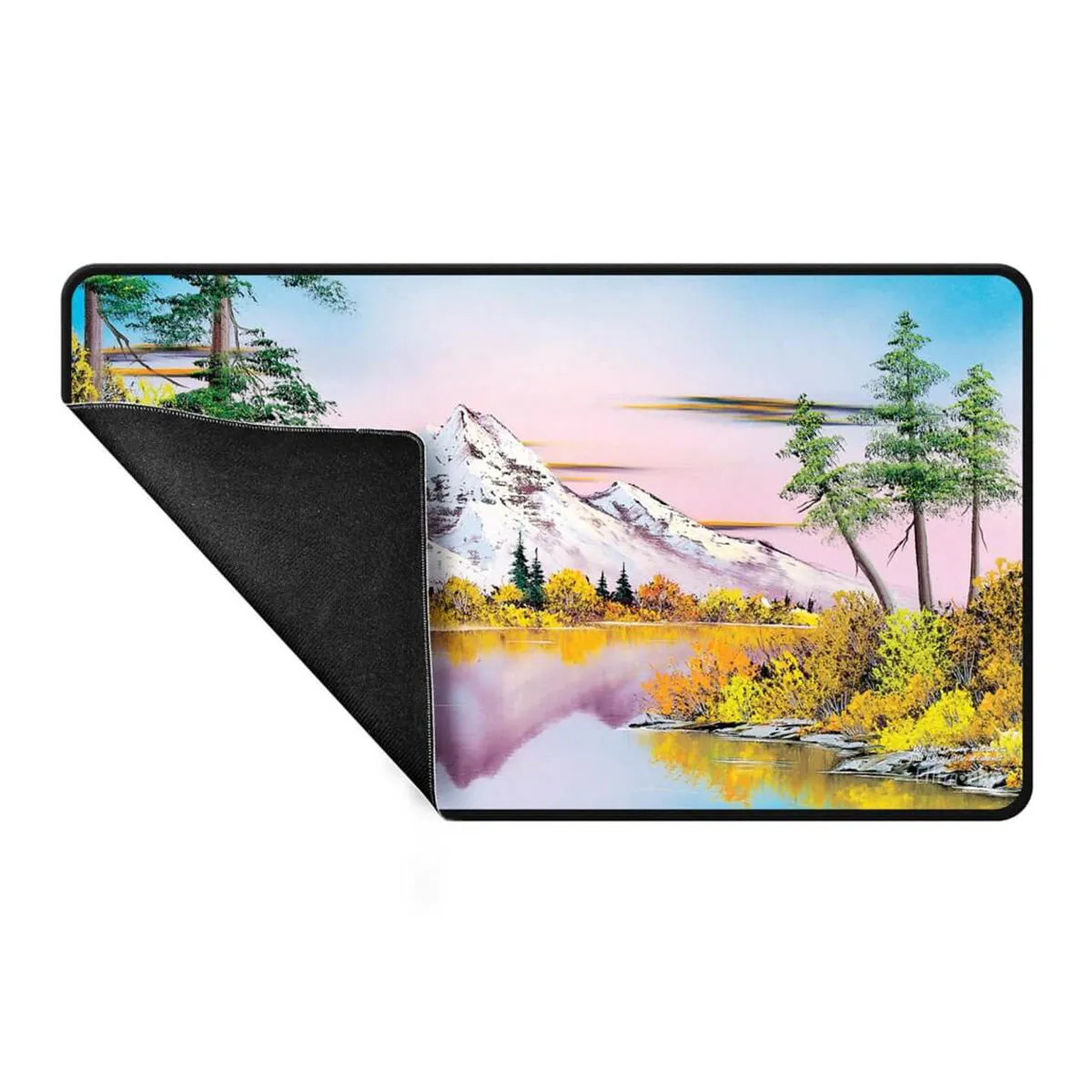 ULTRA PRO Bob Ross Collection Mighty Mountain Lake Black Stitched Playmat