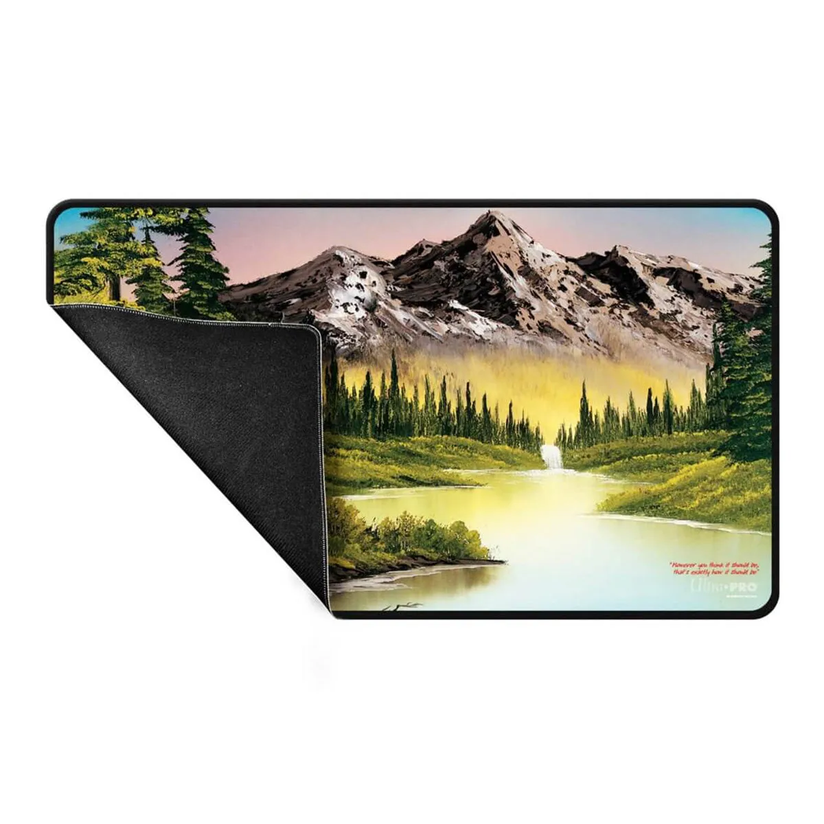 ULTRA PRO Bob Ross Collection Mountain Retreat Black Stitched Playmat
