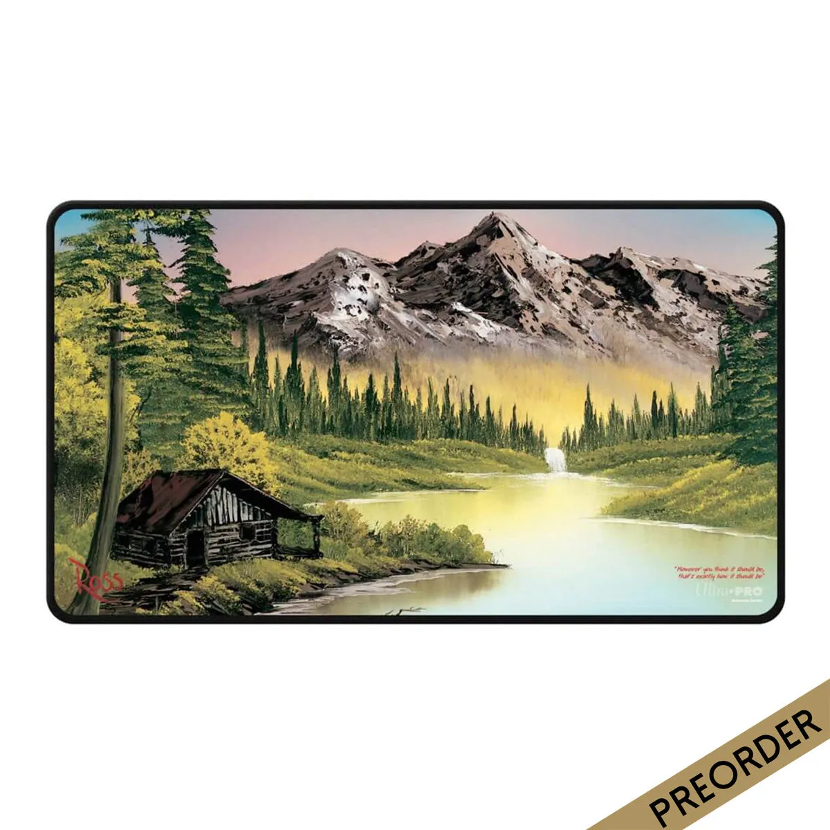 ULTRA PRO Bob Ross Collection Mountain Retreat Black Stitched Playmat