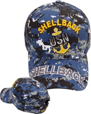 US NAVY Shellback with Blue Digital Camouflage Hat Military Digi Camo Cap Adjustable Embroidered