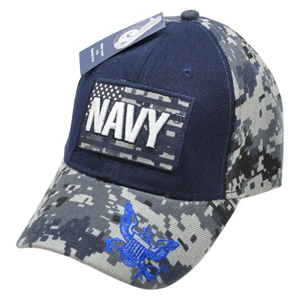 US NAVY with Blue Digital Camouflage Hat | Military Digi Camo Cap | Adjustable One Size