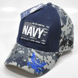 US NAVY with Blue Digital Camouflage Hat | Military Digi Camo Cap | Adjustable One Size