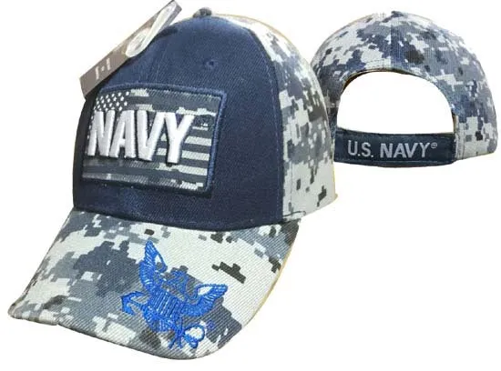 US NAVY with Blue Digital Camouflage Hat | Military Digi Camo Cap | Adjustable One Size
