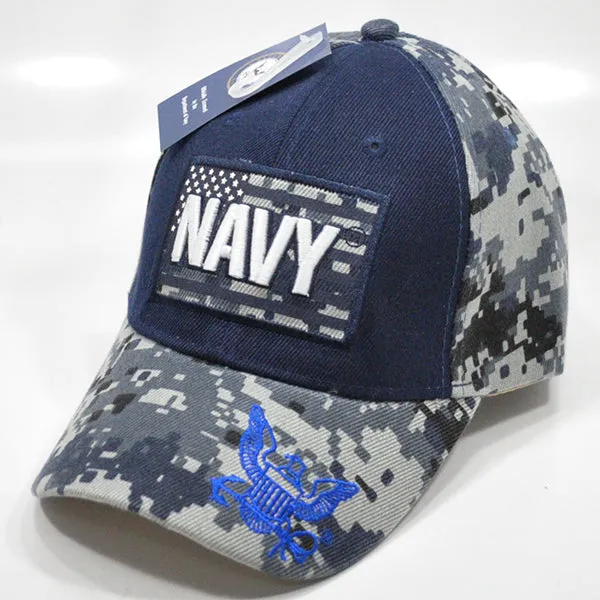 US NAVY with Blue Digital Camouflage Hat | Military Digi Camo Cap | Adjustable One Size