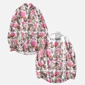 Vani Pink Roses shoes Long Sleeve Shirts