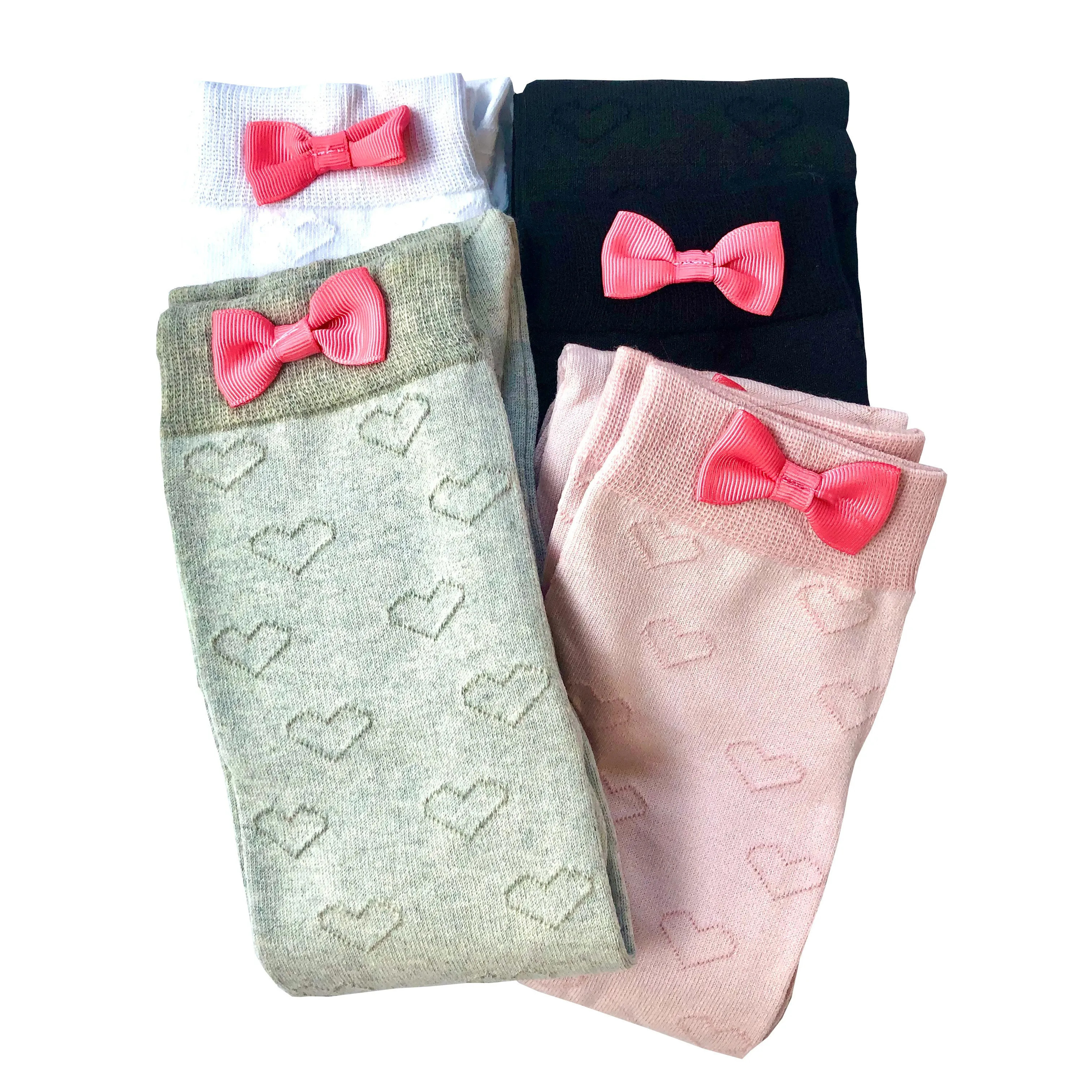 White Bow Thigh High Socks