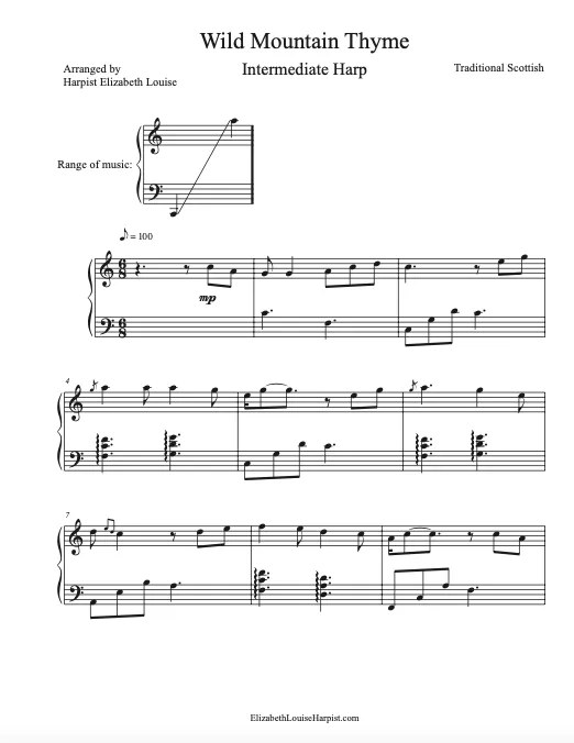 Wild Mountain Thyme for Harp Solo