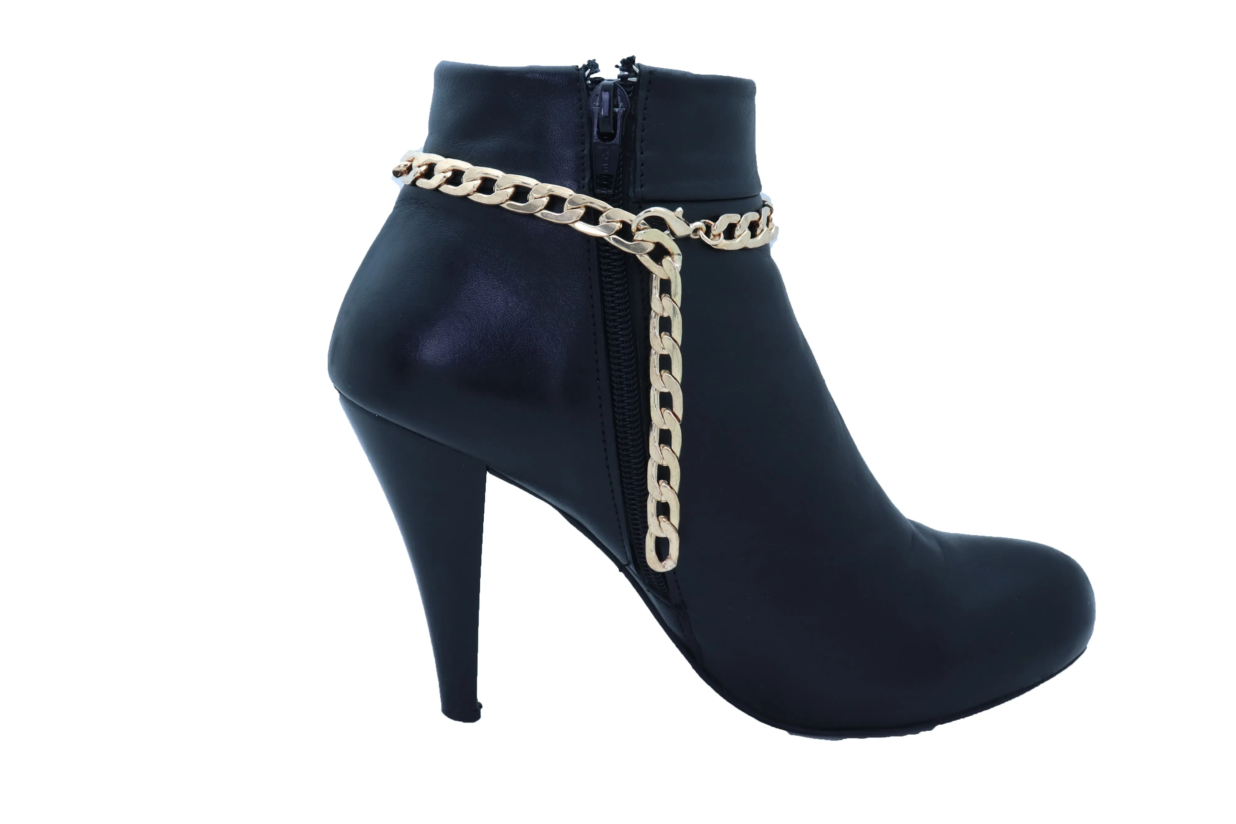 Women Gold Metal Boot Chain Bracelet Shoe Anklet Bling Sun Flower Shiny Charm One Size