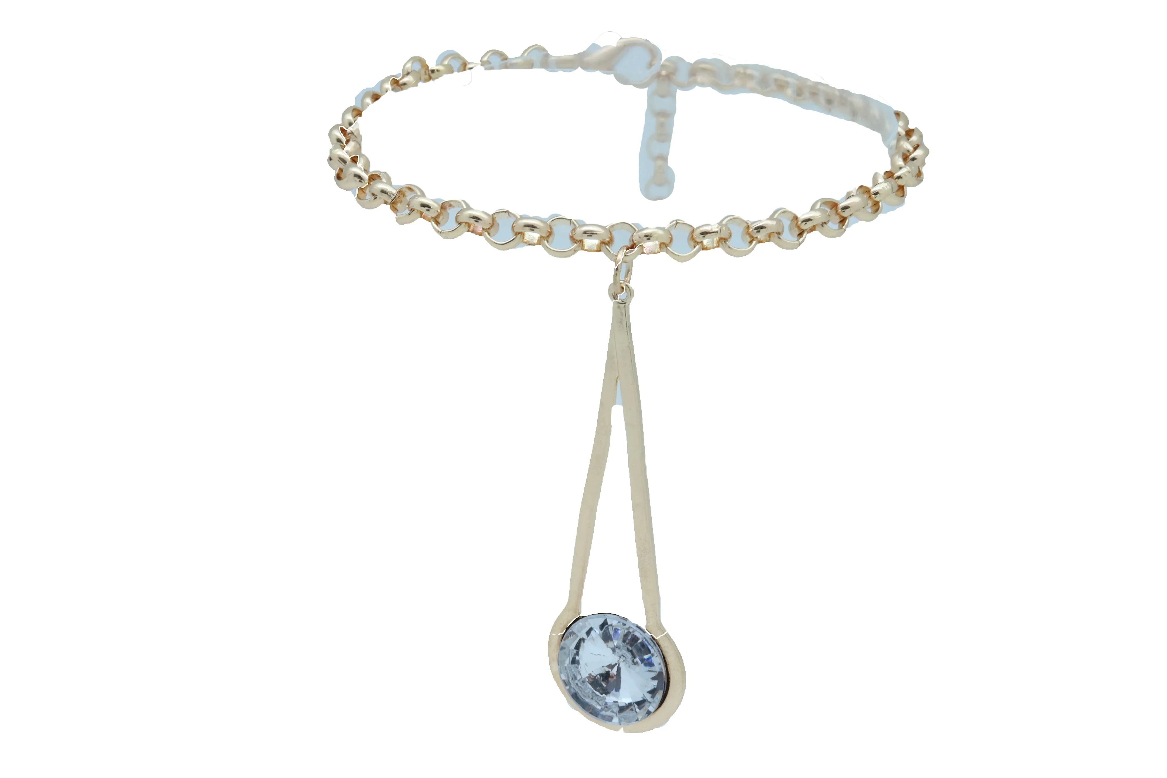 Women Gold Metal Western Boot Chain Bracelet Anklet Shoe Fancy Drop Bling Charm Adjustable One Size