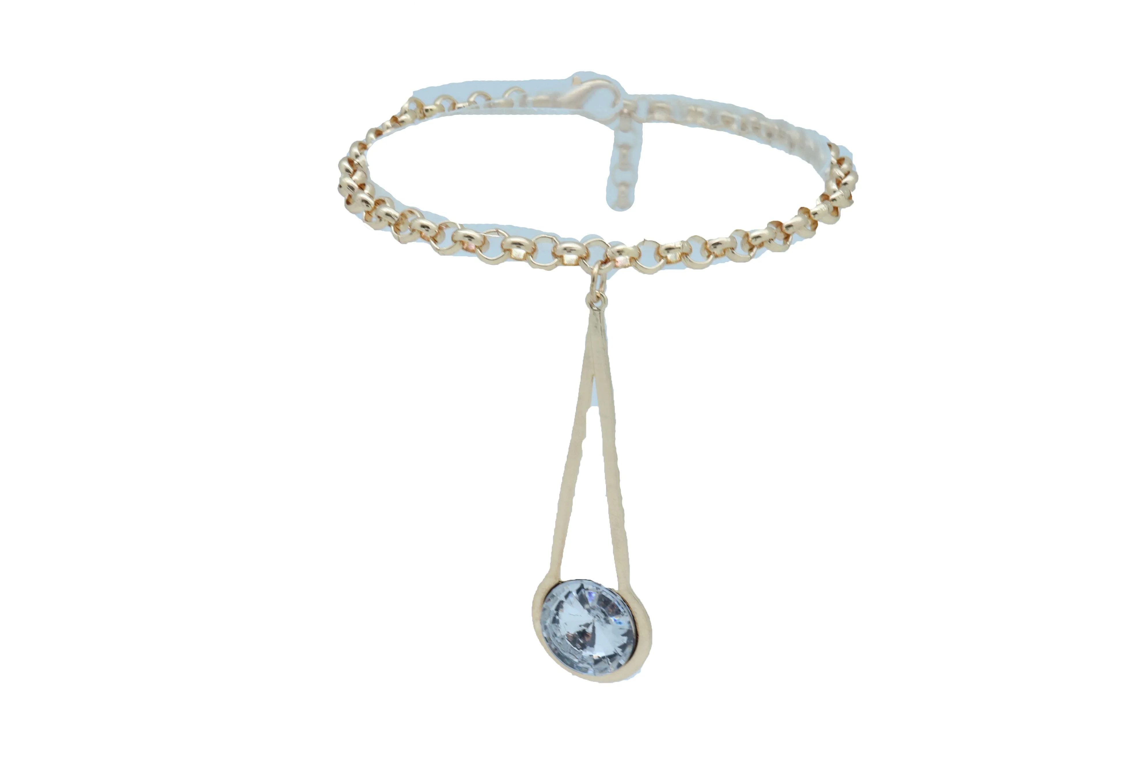 Women Gold Metal Western Boot Chain Bracelet Anklet Shoe Fancy Drop Bling Charm Adjustable One Size