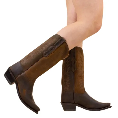 Women's Cowboy Country Western Boots Handmade Brown Leather LF1511E