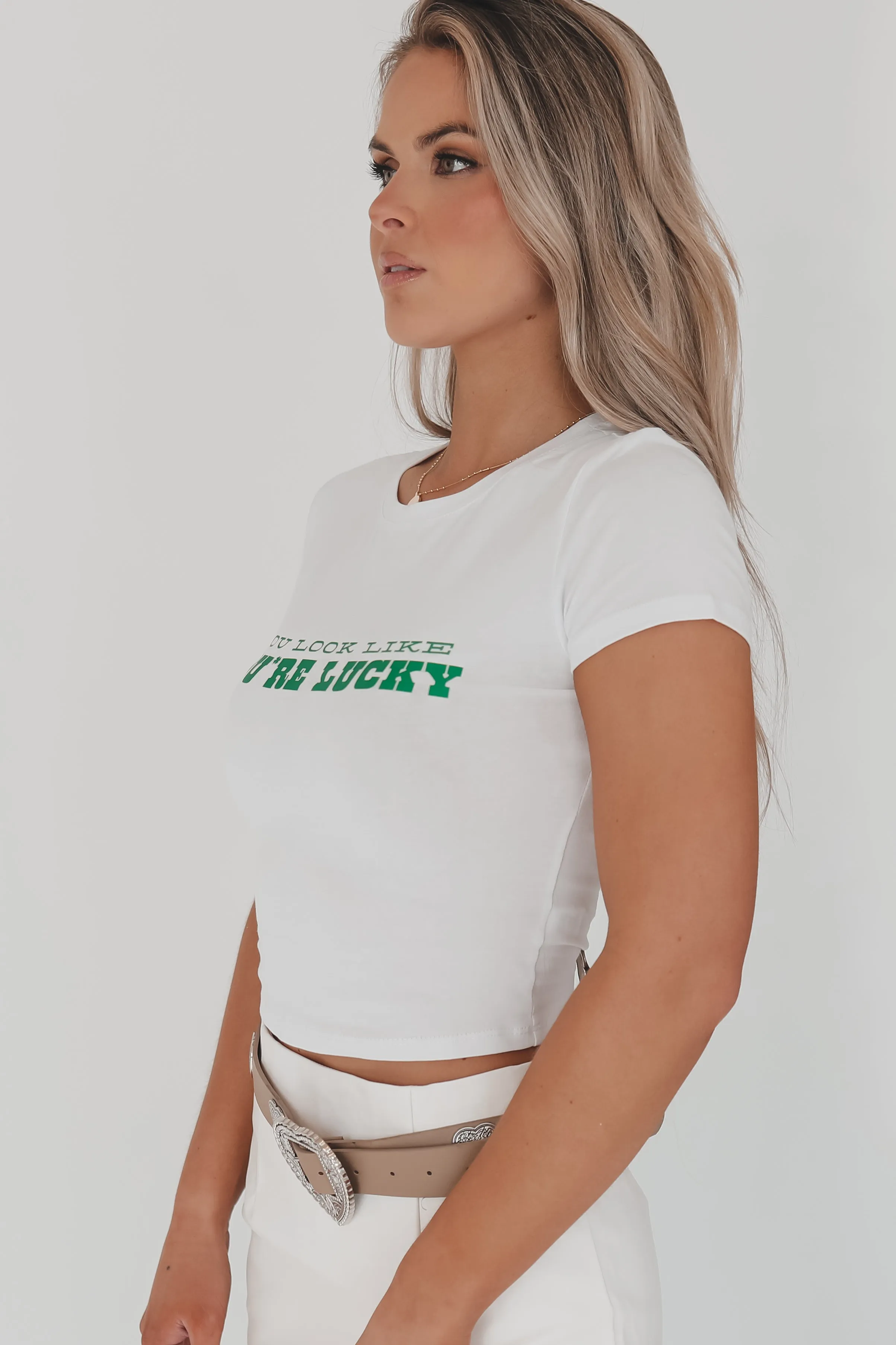 You Look Like You’re Lucky Limited Edition St Patrick’s Day Graphic Babydoll Tee