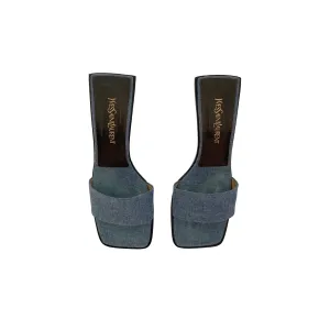 YSL Denim Circle Wood Heels