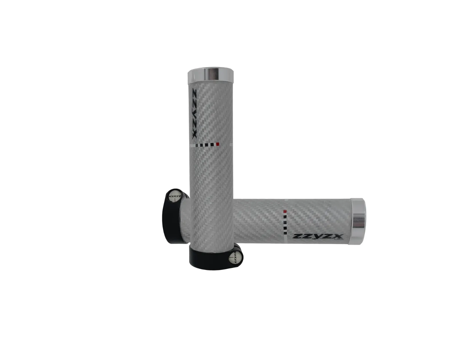 ZZYZX Carbon Fibre Lock On Bike Grips - Silver Carbon Fibre - 135mm